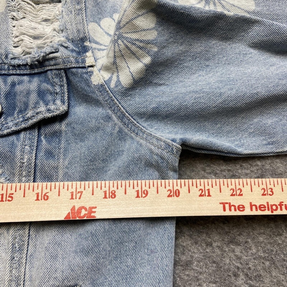 Vervet Women's Jacket‎ Large Denim Distressed Flowers - Picture 5 of 9